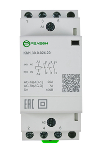 KM1.30.0.024.20 | Модульный контактор 3НО контакта 20А (~/= 24В AC/DC)